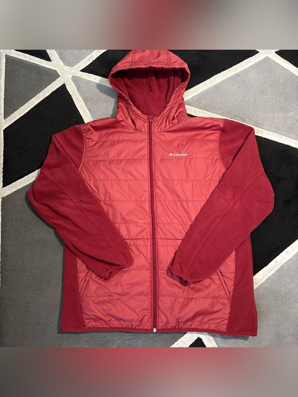 Columbia red lightweight hooded jacket